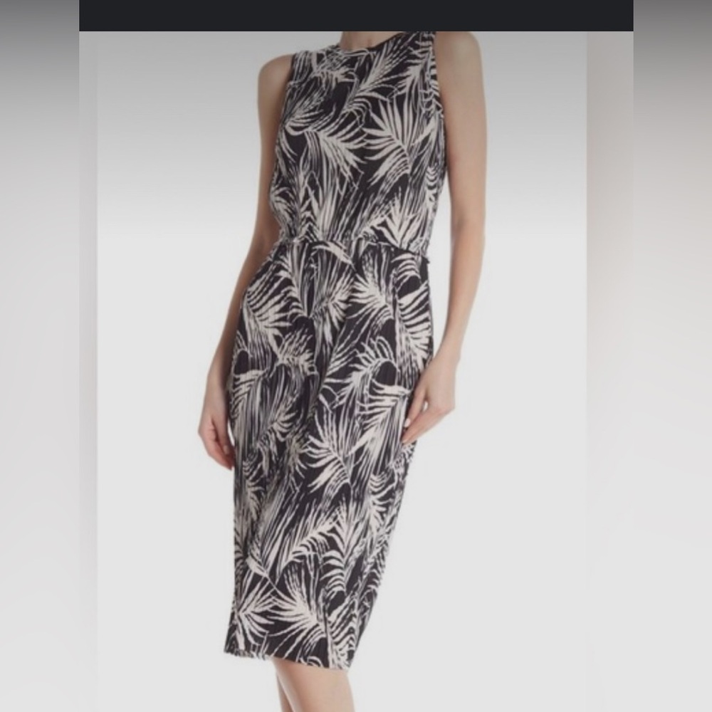 Hugo Boss Black and White Sheath Midi Dress